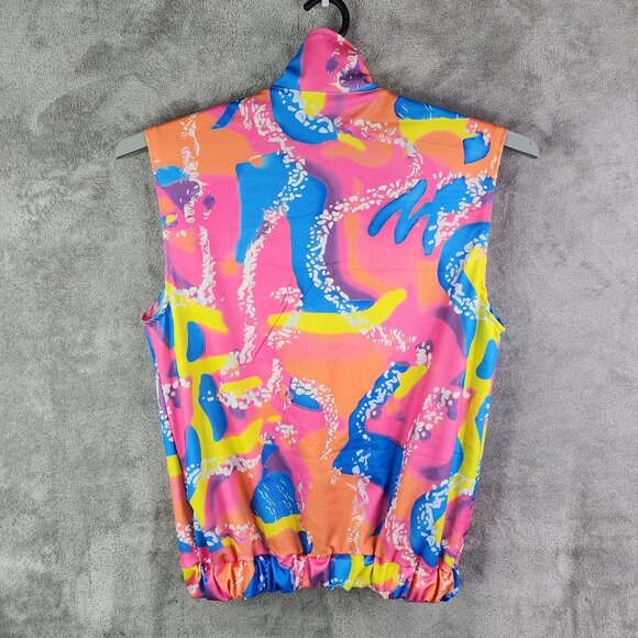 Mens Colorful Ken Costume Vest Jacket Full Zip Retro Sleeveless Disco Size S - Picture 7 of 10